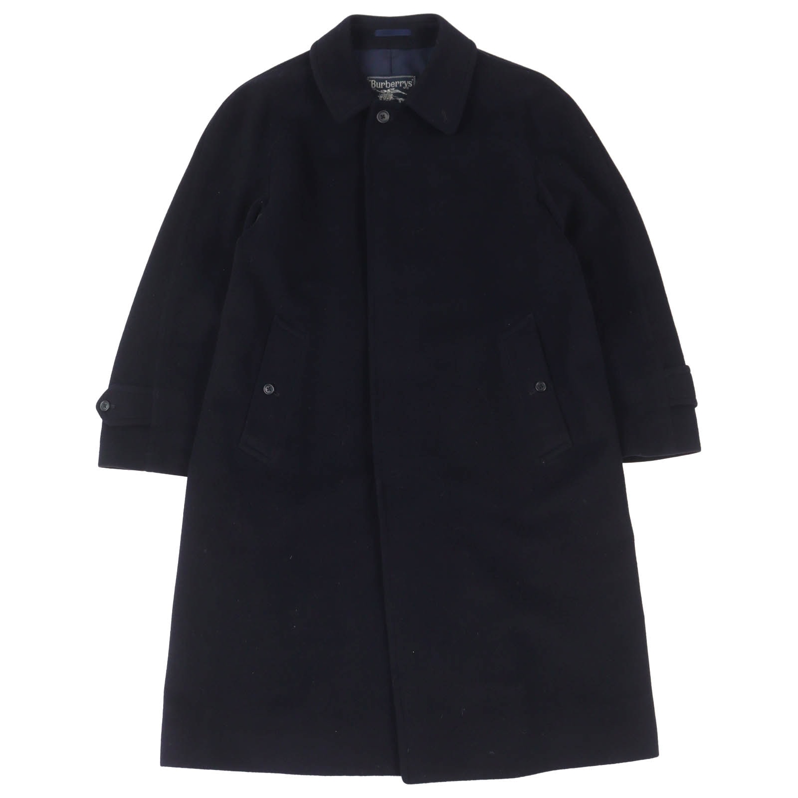 美品 バーバリー ステンカラーコート ネイビー メンズ 90 165