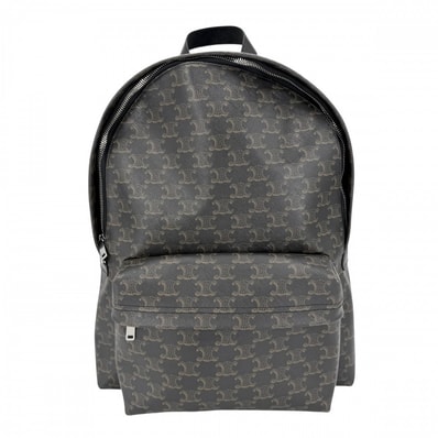 CELINE セリーヌ リュック ミディアム バックパック 肩掛け メンズ レディース 188382BOV カーフスキン トリオンフキャンバス ブラウン 茶 ブラック 黒 シルバー金具 ユニセックス【中古品】