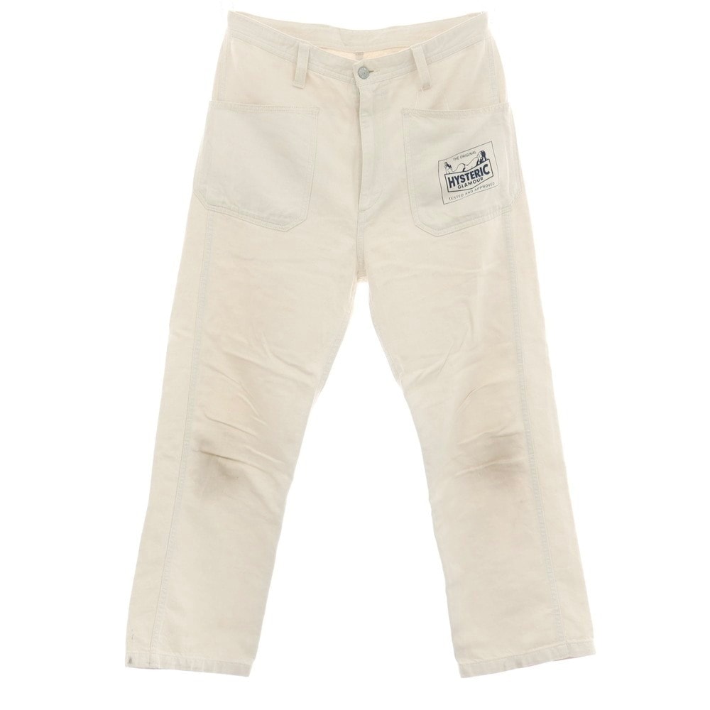 【中古】ヒステリックグラマー HYSTERIC GLAMOUR コットンリネン ワークパンツ アイボリー【サイズS】【メンズ】