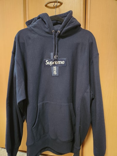 Supreme Cross Box Logo Hooded Sweatshirt "Navy"