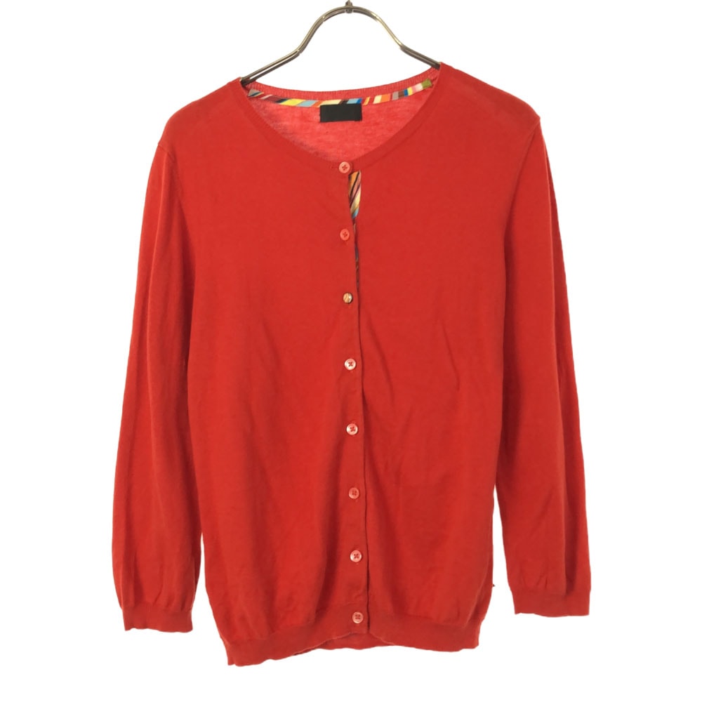 Paul Smith BLACK ポールスミス ブラック 長袖 コットン ニットカーディガン M レッド