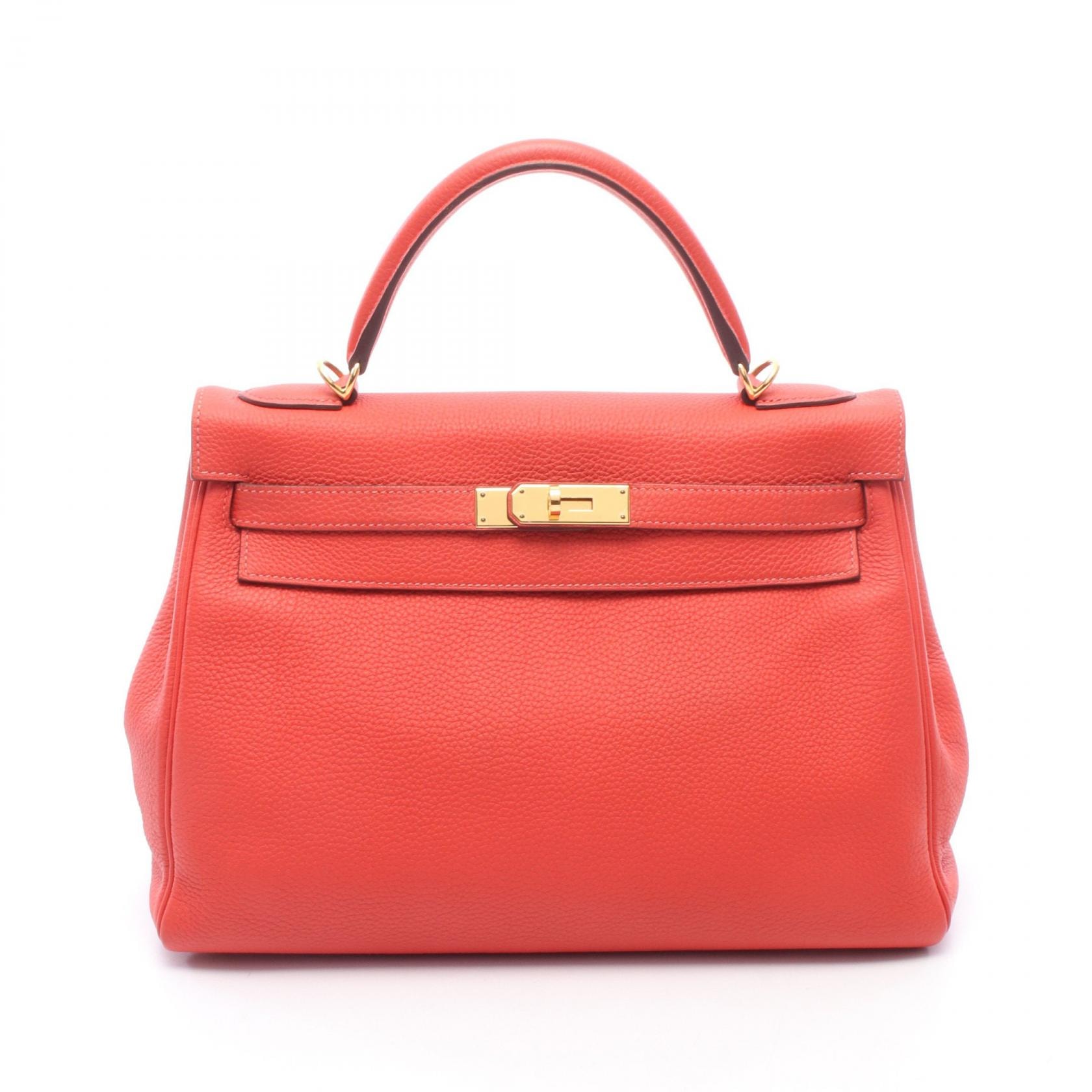 エルメス HERMES ケリー32 内縫い 2WAY ハンドバッグ バッグ レザー トゴ トゴ ルージュピヴォワンヌ □A刻印(1997年製造) レディース レッド系 【中古】