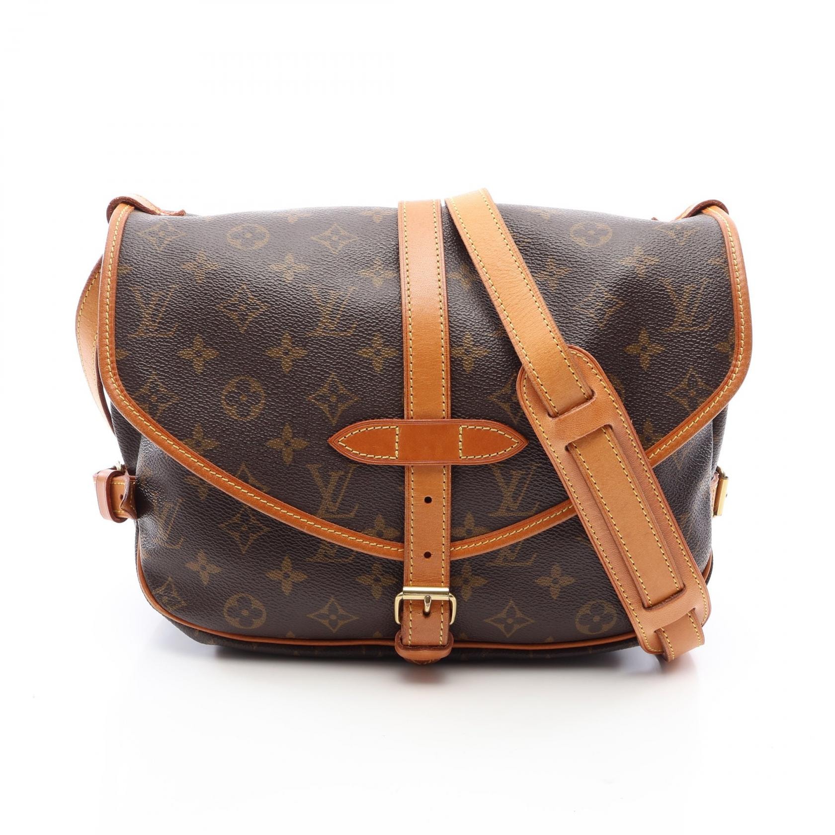 ルイ・ヴィトン LOUIS VUITTON ソミュール30 ショルダーバッグ バッグ PVCコーティングキャンバス レザー モノグラム レディース ブラウン系 M42256 【中古】