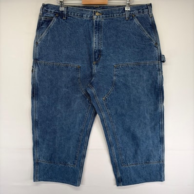 古着 カーハート Carhartt USA製 デニム パンツ ペインター ワーク ダブルニー ジーンズ ジーパン w42 L30 ブルー系 メンズ