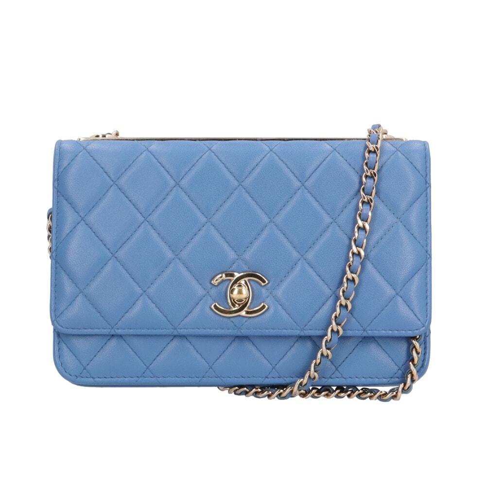 シャネル マトラッセ ショルダーバッグ レザー ブルー レディース CHANEL  中古