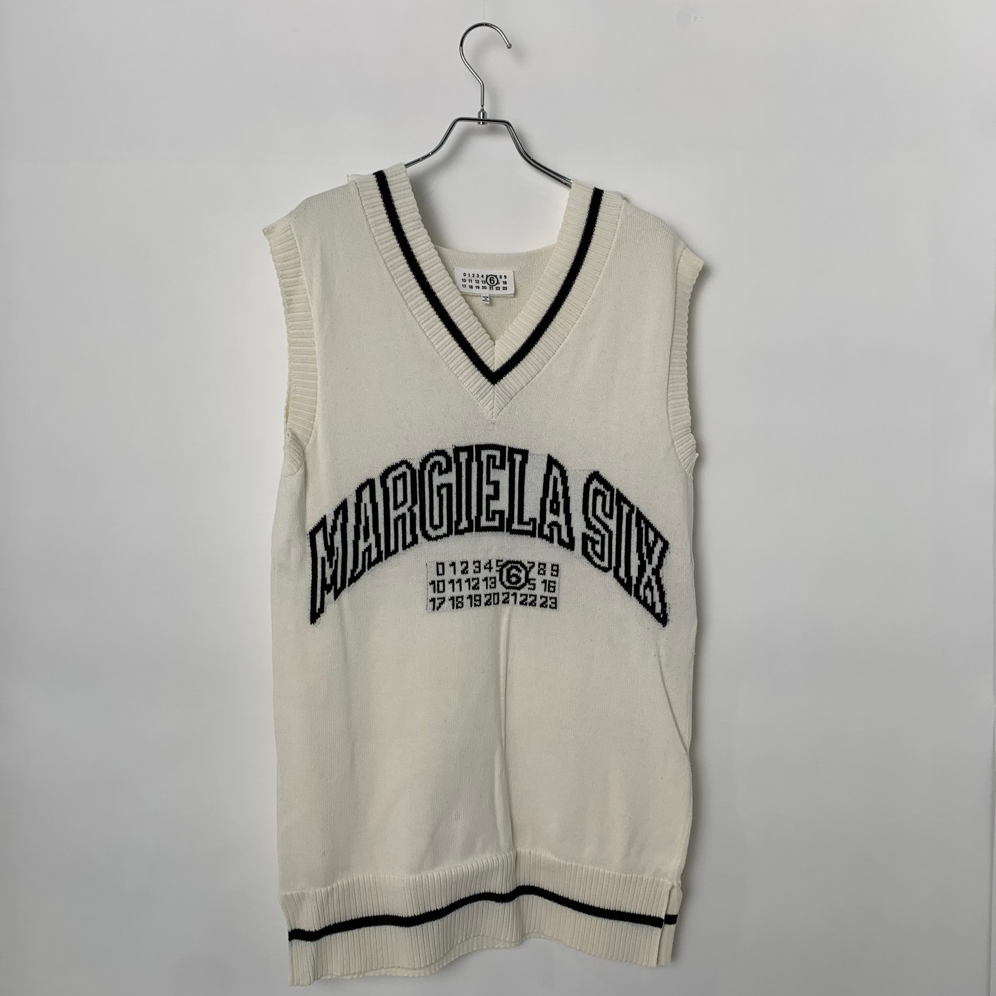 MM6 Maison Margiela Women's V-Neck Varsity Dress "White"