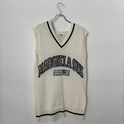 MM6 Maison Margiela Women's V-Neck Varsity Dress "White"