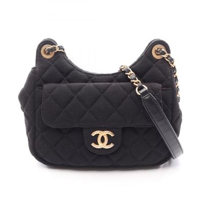シャネル CHANEL マトラッセ スモール ホーボーバッグ ショルダーバッグ バッグ コットンジャージ レディース ブラック系 【中古】