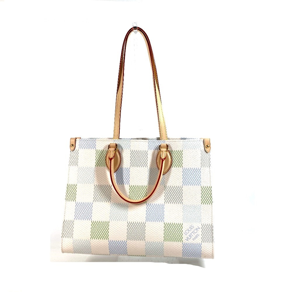 ルイヴィトン LOUIS VUITTON オンザゴー MM N40518 パステルダミエ カバン 肩掛け トートバッグ 2WAY ショルダーバッグ ハンドバッグ ダミエキャンバス ピスタチオ ホワイト 未使用