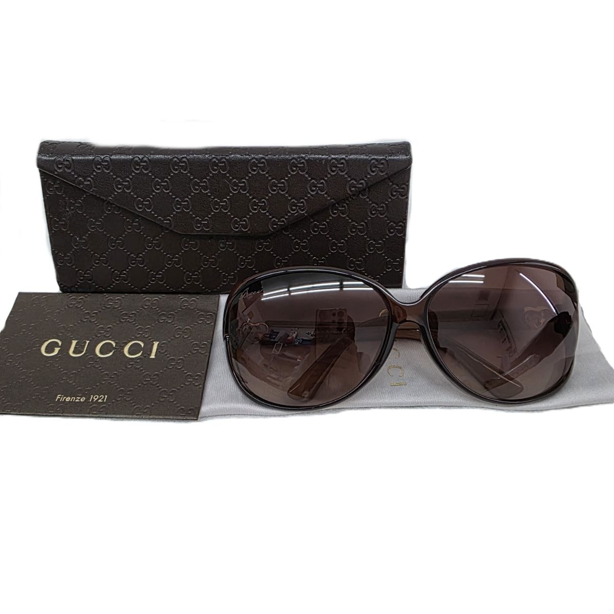 GUCCI グッチ インターロッキング GG ハート スモークグラデーション サングラス GG3792 プラスチック ブラウン レディース【中古】