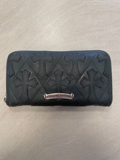 Chrome Hearts REC F Zip Cemetary Quilled Leather Wallet "Black"