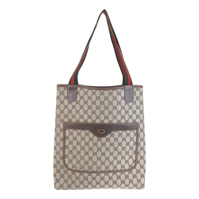 美品 GUCCI グッチ ヴィンテージ シェリーライン ベージュ ブラウン GGスプリームキャンバス レザー/ トートバッグ ショルダーバッグ 603756 【中古】