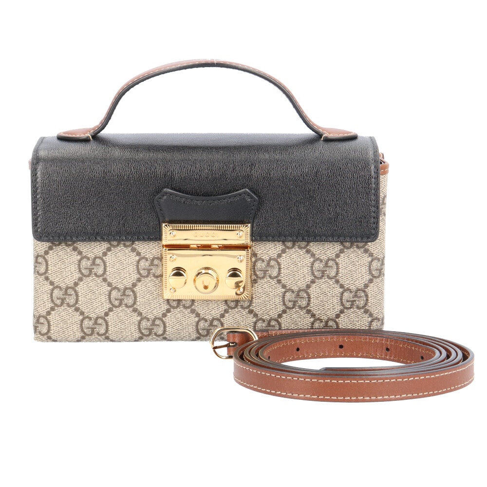 グッチ パドロックミニ GGスプリーム ショルダーバッグ GGスプリームキャンバス 652683 ブラック レディース GUCCI 中古