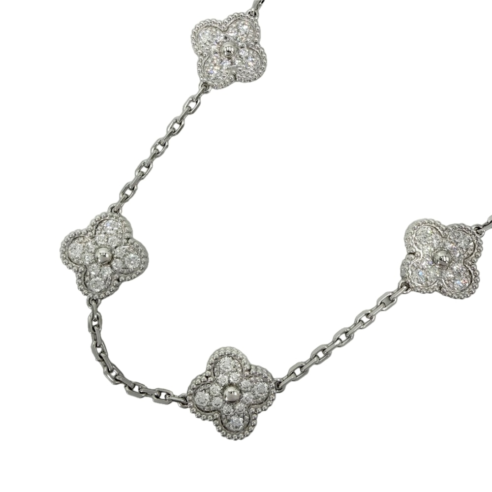 Van Cleef & Arpels ヴァンクリーフ&アーペル ネックレス 10モチーフ ヴィンテージアルハンブラ 18金 K18ホワイトゴールド    ダイヤモンド VCARA42400 レディース 約27.3g 美品【中古品】