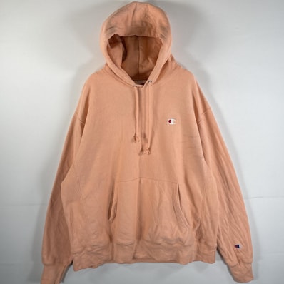 古着 チャンピオン Champion パーカー リバースウィーブ 復刻 ワンポイントロゴ刺繍 マフポケット XL(JPN3XL) オレンジ系 メンズ