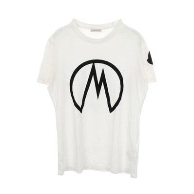 モンクレール MONCLER ロゴ クルーネック 半袖Tシャツ 衣料品 トップス コットン メンズ ホワイト系 【中古】
