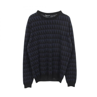 ジョルジオアルマーニ GIORGIO ARMANI 総柄 ニット 衣料品 トップス シルク コットン メンズ ブラック系 / ネイビー系 【中古】