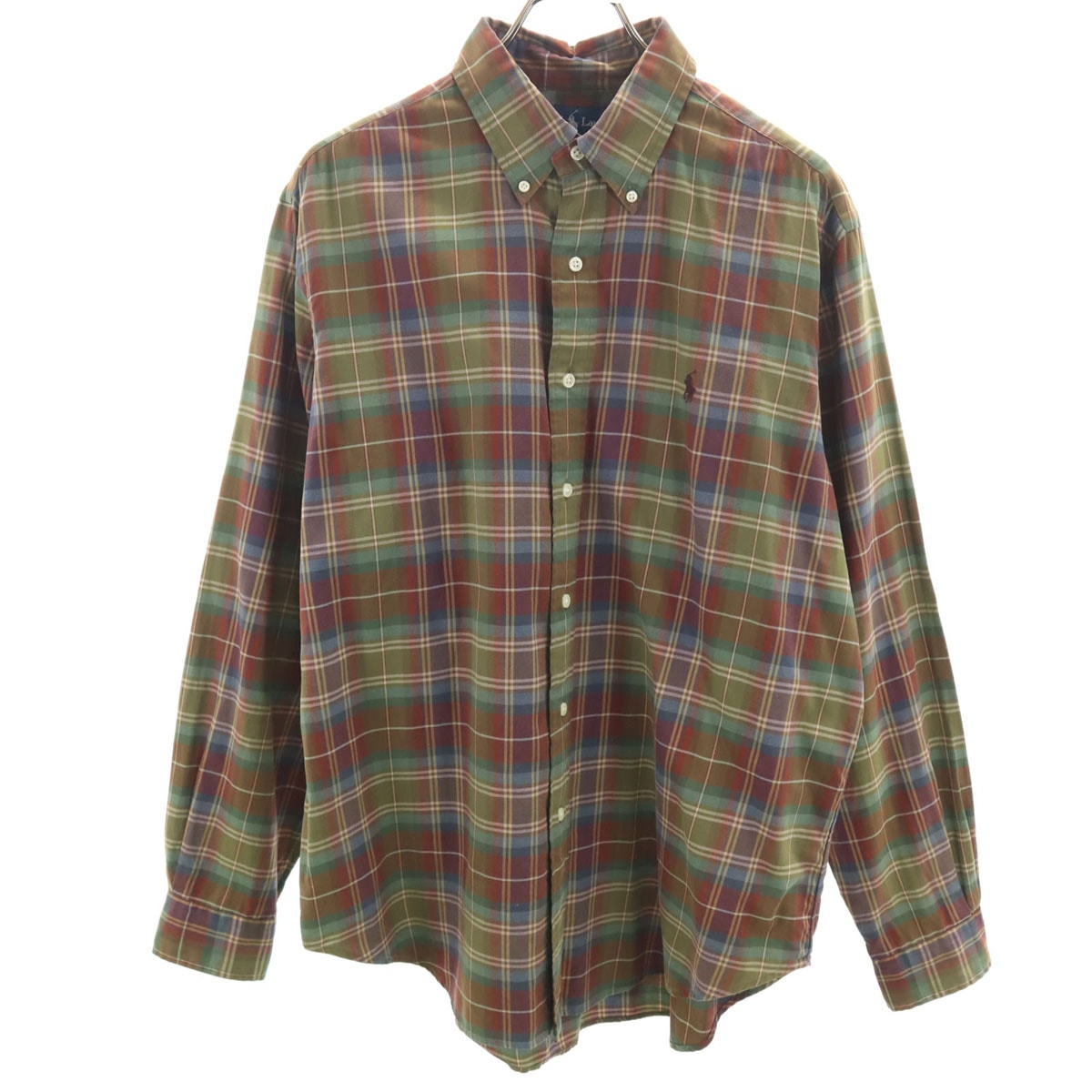 RALPH LAUREN ラルフローレン チェック柄 長袖 ボタンダウンシャツ L ブラウン