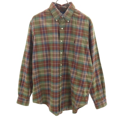 RALPH LAUREN ラルフローレン チェック柄 長袖 ボタンダウンシャツ L ブラウン