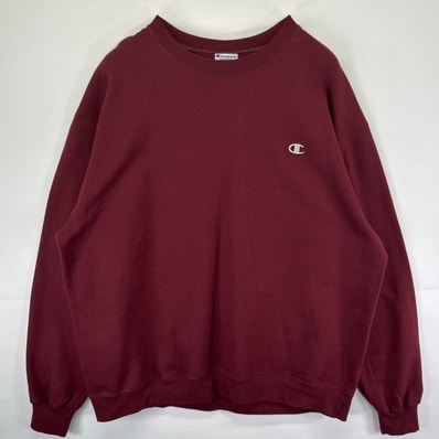 古着 チャンピオン Champion スウェット トレーナー 大きいサイズ ワンポイントロゴ クルーネック プルオーバー 2XL バーガンディ メンズ