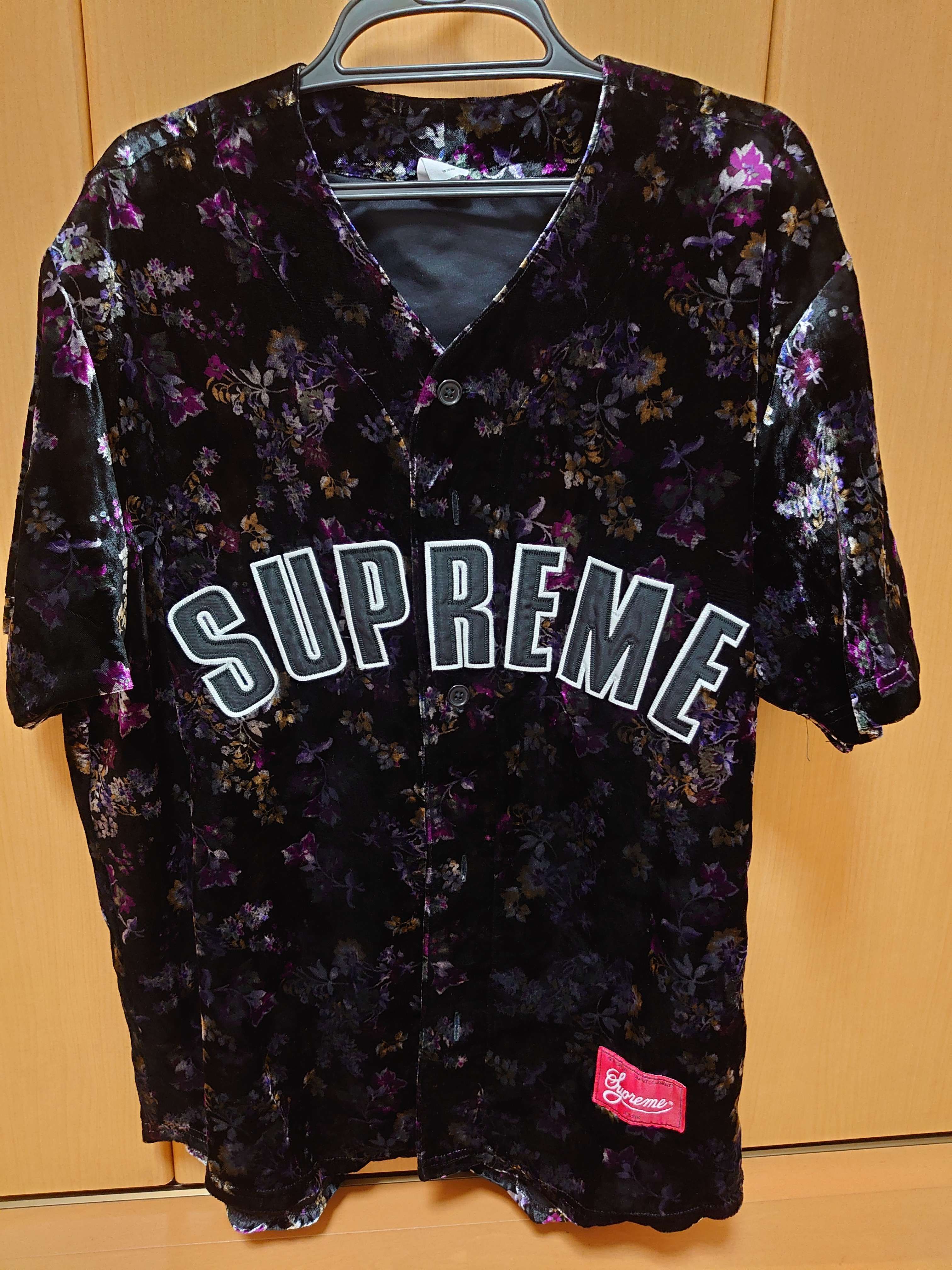Supreme Floral Velour Baseball Jersey "Black"