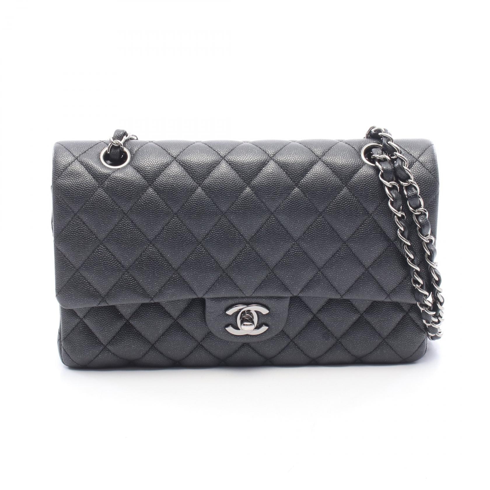シャネル CHANEL マトラッセ Wフラップ ショルダーバッグ バッグ キャビアスキン(グレインドカーフ) レディース ブラック系 【中古】
