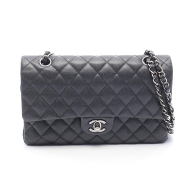 シャネル CHANEL マトラッセ Wフラップ ショルダーバッグ バッグ キャビアスキン(グレインドカーフ) レディース ブラック系 【中古】