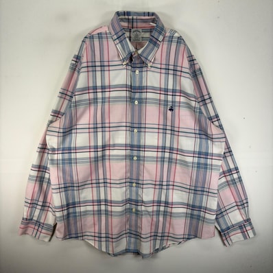 古着 ブルックスブラザーズ Brooks Brothers 長袖シャツ ボタンダウン 刺繍ロゴ XL ピンク系 チェック メンズ