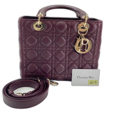 ディオール Dior レディ クリスチャンディオール 2WAY ハンドバッグ ラムスキン【中古】