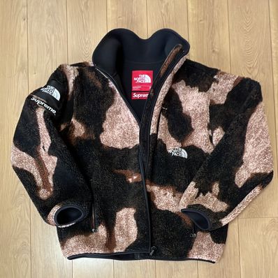 Supreme x The North Face Bleached Denim Print Fleece Jacket "Black"