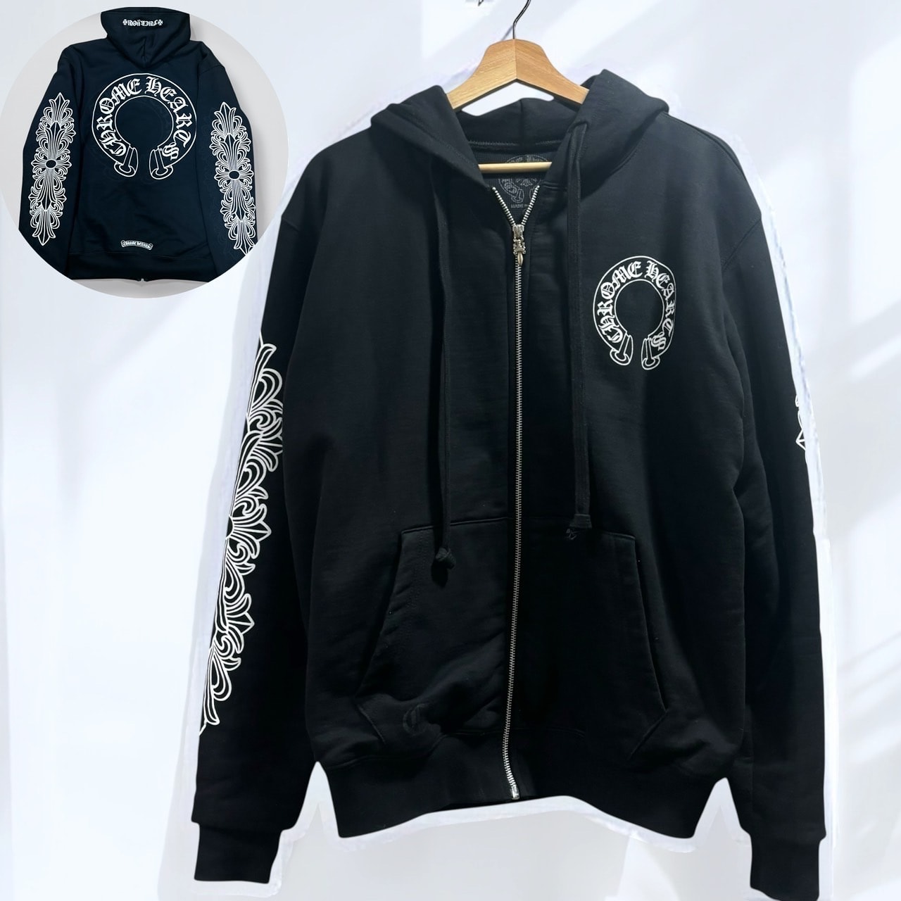 Chrome Hearts Horse Shoe Fuck You Floral Zip Up Hoodie "Black"