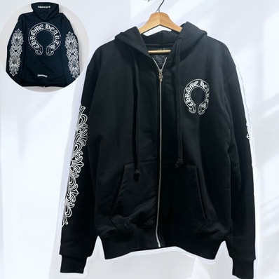 Chrome Hearts Horse Shoe Fuck You Floral Zip Up Hoodie "Black"