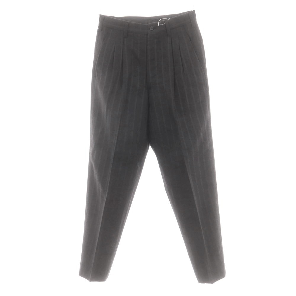 【中古】ヨウジヤマモトプールオム Yohji Yamamoto POUR HOMME ウールシルク ストライプ ドレススラックスパンツ チャコール【サイズS】【メンズ】