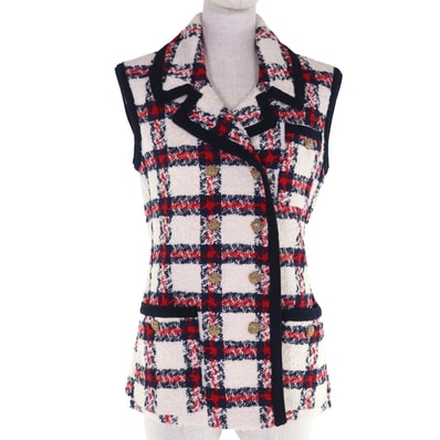 極美品 グッチ ベスト ホワイト レディース 40 652040