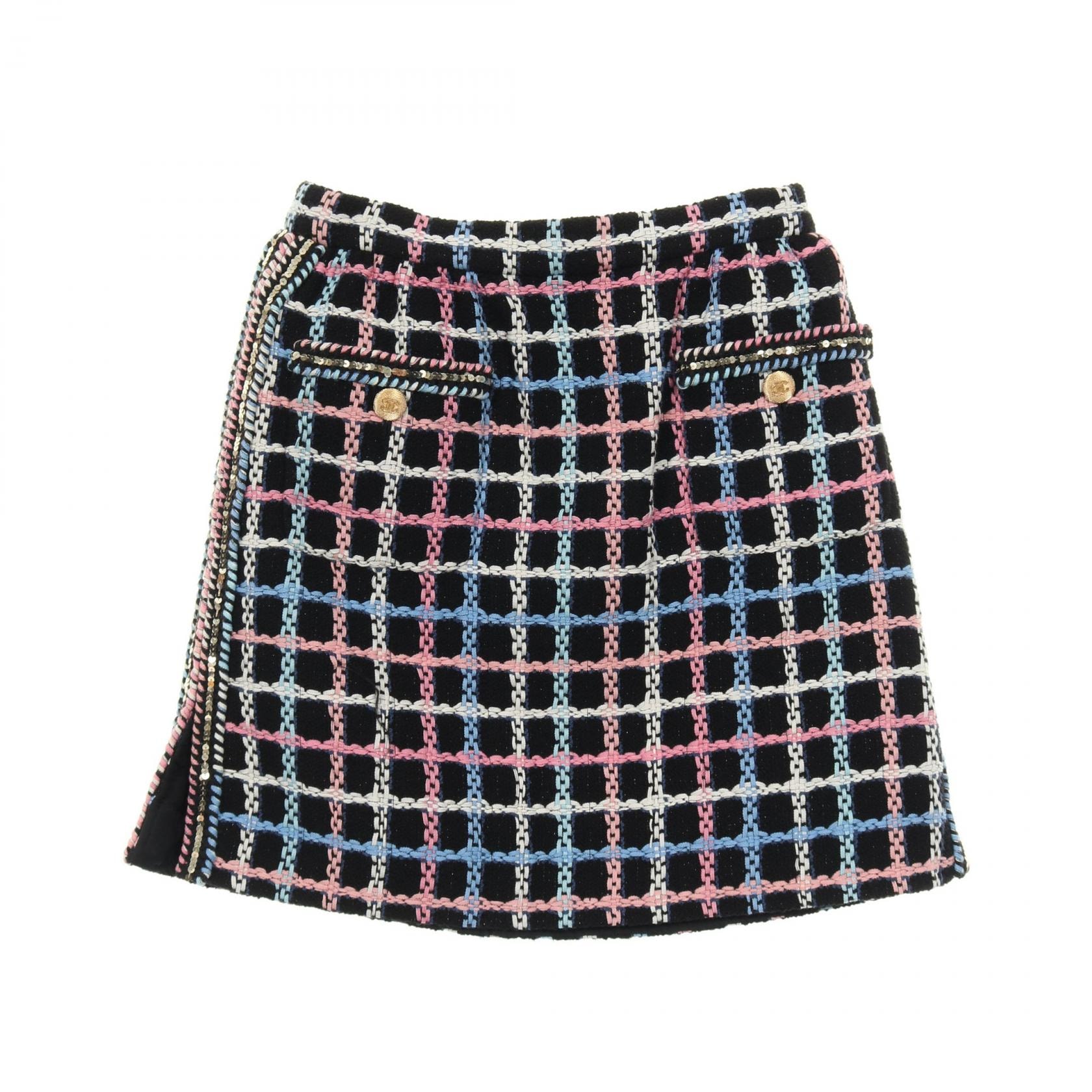 シャネル CHANEL ココマークボタン ツイード スカート 衣料品 ボトムス コットン ナイロン レディース ブラック系 / マルチカラー P72501V64261 【中古】