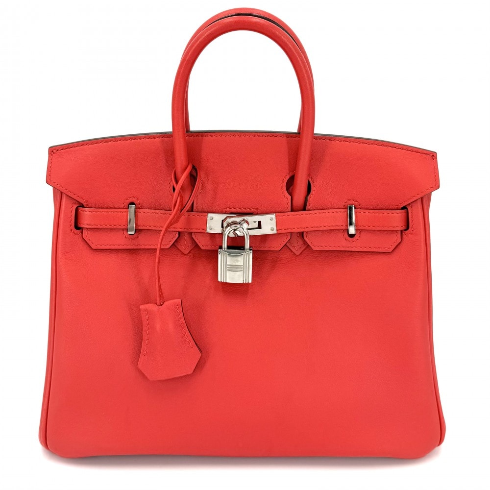 HERMES エルメス ハンドバッグ バーキン25 内縫い X刻印 スイフト レッド 赤 シルバー金具 レディース 美品 2016年【中古品】