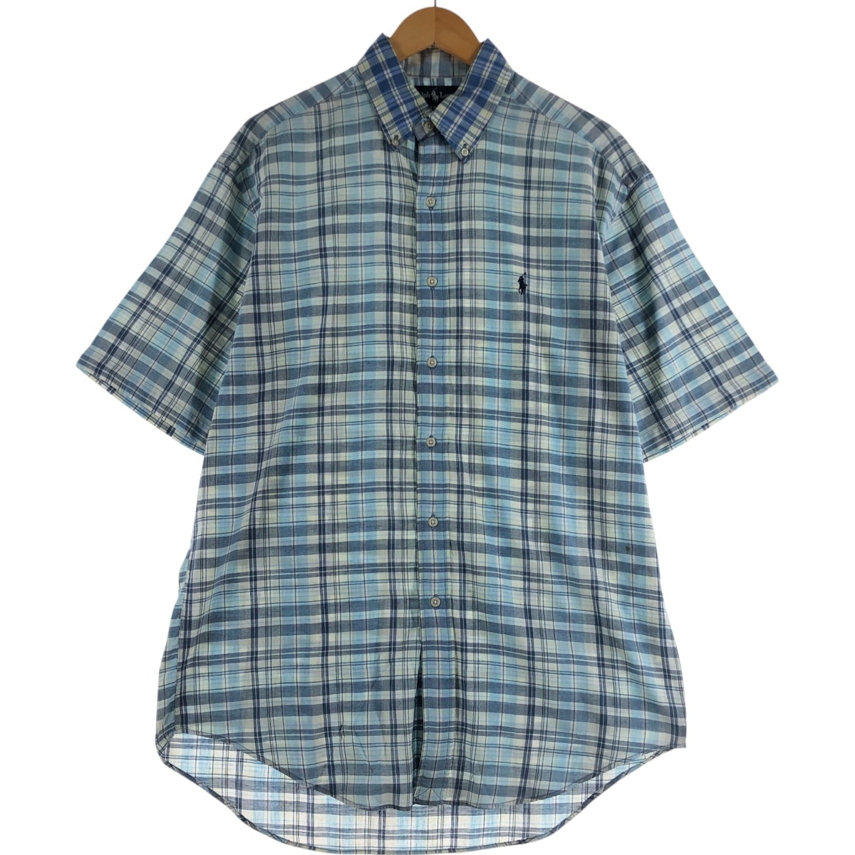古着 ラルフローレン Ralph Lauren BLAKE 半袖 ボタンダウン チェックシャツ メンズM相当/eaa560448