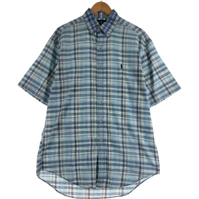 古着 ラルフローレン Ralph Lauren BLAKE 半袖 ボタンダウン チェックシャツ メンズM相当/eaa560448