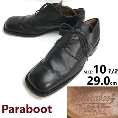 フランス製★パラブーツ/Paraboot★本革/プレーントゥ/スクエアトゥ/レザーシューズ【10.5/29.0/黒】ビジネス/Leather/Dress shoes◆bi-147