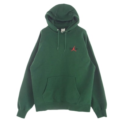 Supreme シュプリーム パーカー 24AW NIKE Jordan Hooded Sweatshirt ナイキ ジョーダンロゴ刺繍 プルオーバー パーカー グリーン系 L【中古】