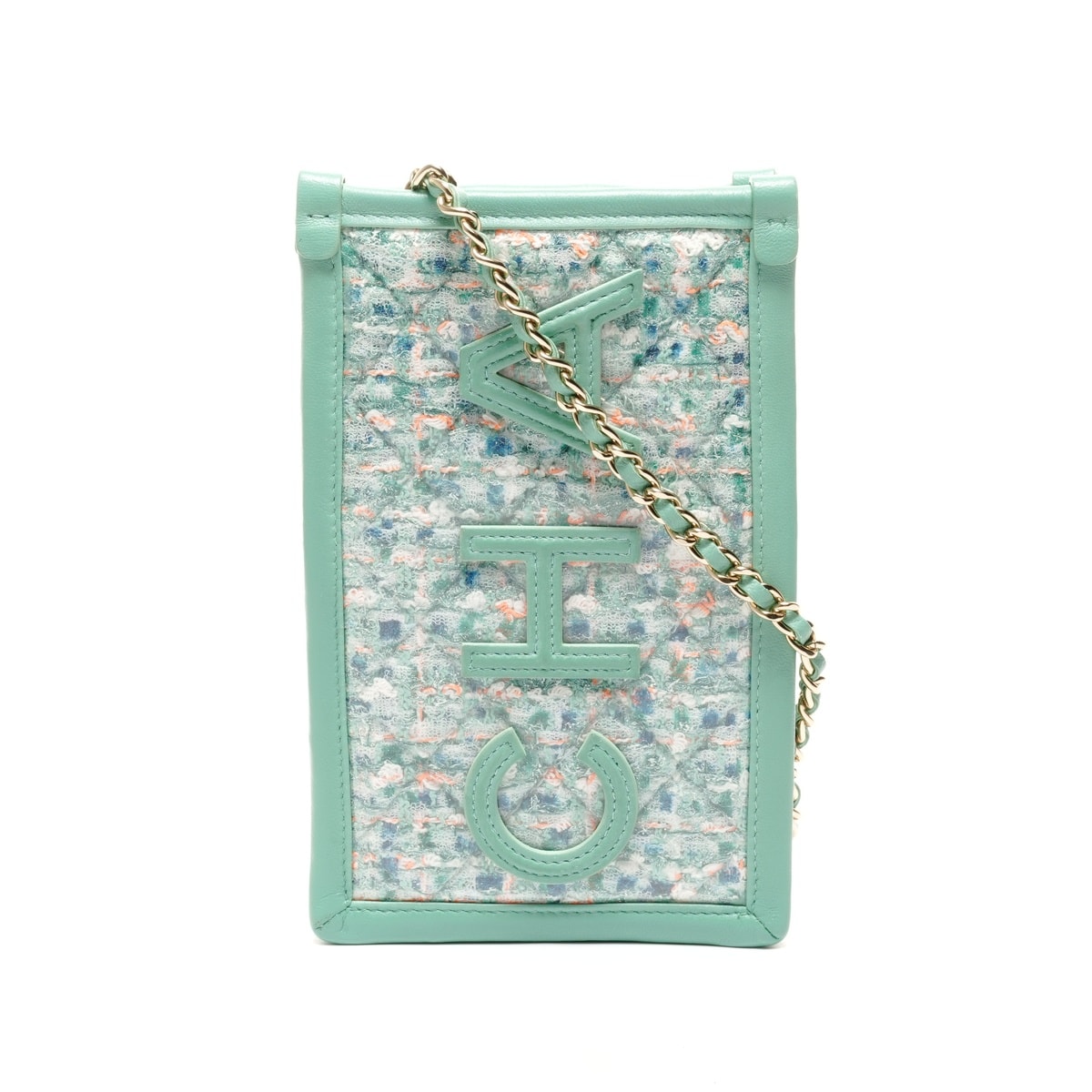 シャネル CHANEL 28番台 2019 ツイード PVC クラッチ フォンケース ショルダーバッグ【中古】