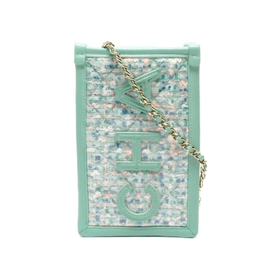 シャネル CHANEL 28番台 2019 ツイード PVC クラッチ フォンケース ショルダーバッグ【中古】