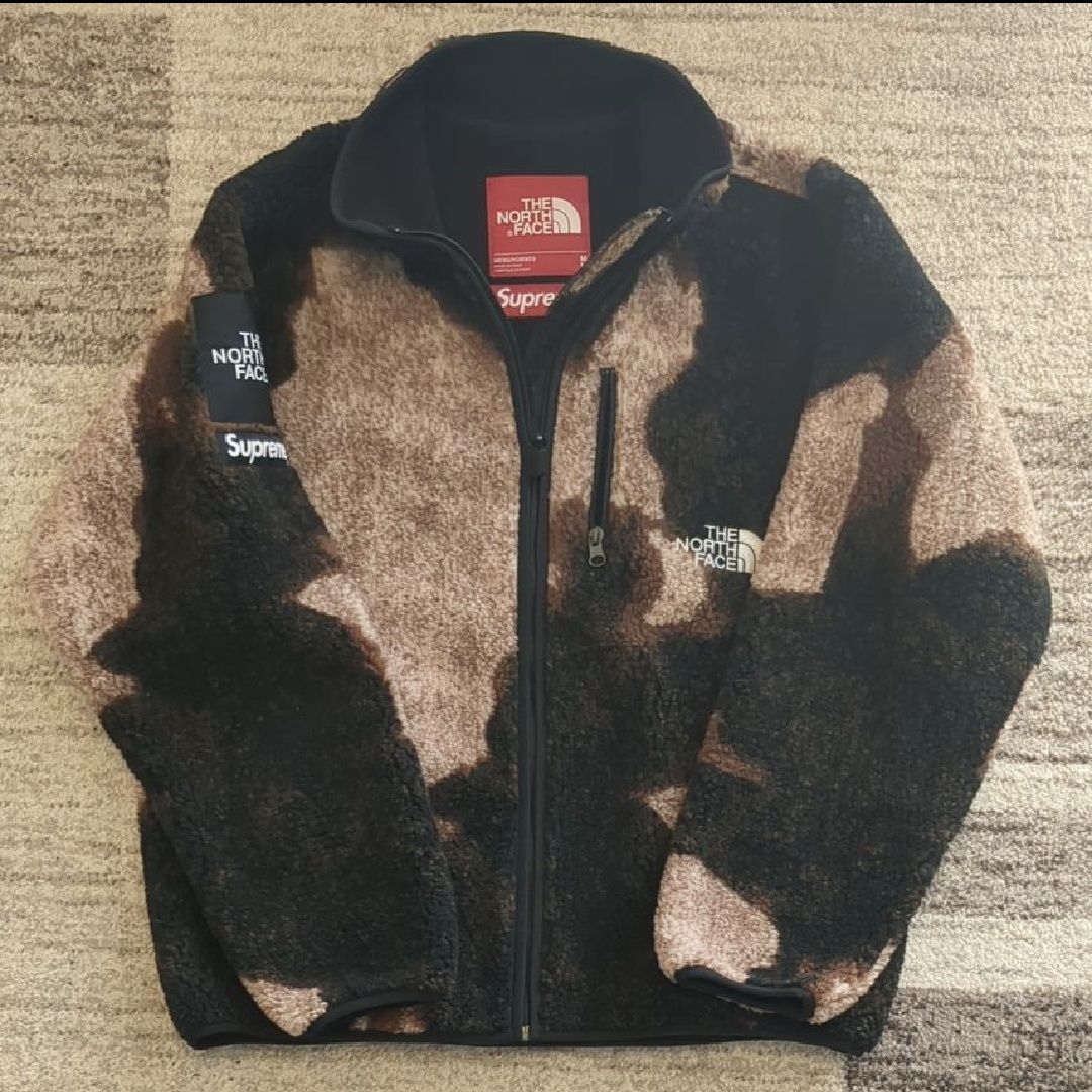 Supreme x The North Face Bleached Denim Print Fleece Jacket "Black"