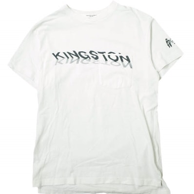Engineered Garments エンジニアードガーメンツ カナダ製 Printed Cross Crew Neck T-shirt - KINGSTON クロスオーバークルーネックポケットTシャツ S WHITE 半袖 トップス g16244