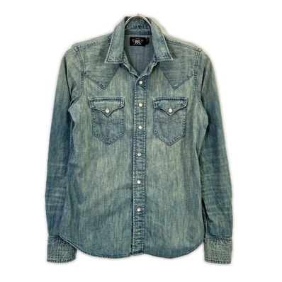 ダブルアールエル インディゴ コットン デニム ウェスタンシャツ 155/80A