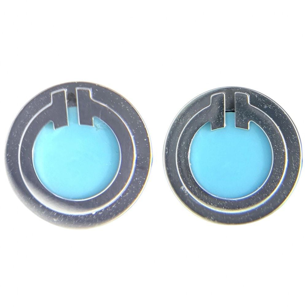 TIFFANY&Co. ティファニー ピアス ティファニー T サークル ピアス ジュエリー アクセサリー Au750 18金WG K18ホワイトゴールド ターコイズ ブルー 青 シルバー レディース 約4.4g【中古品】