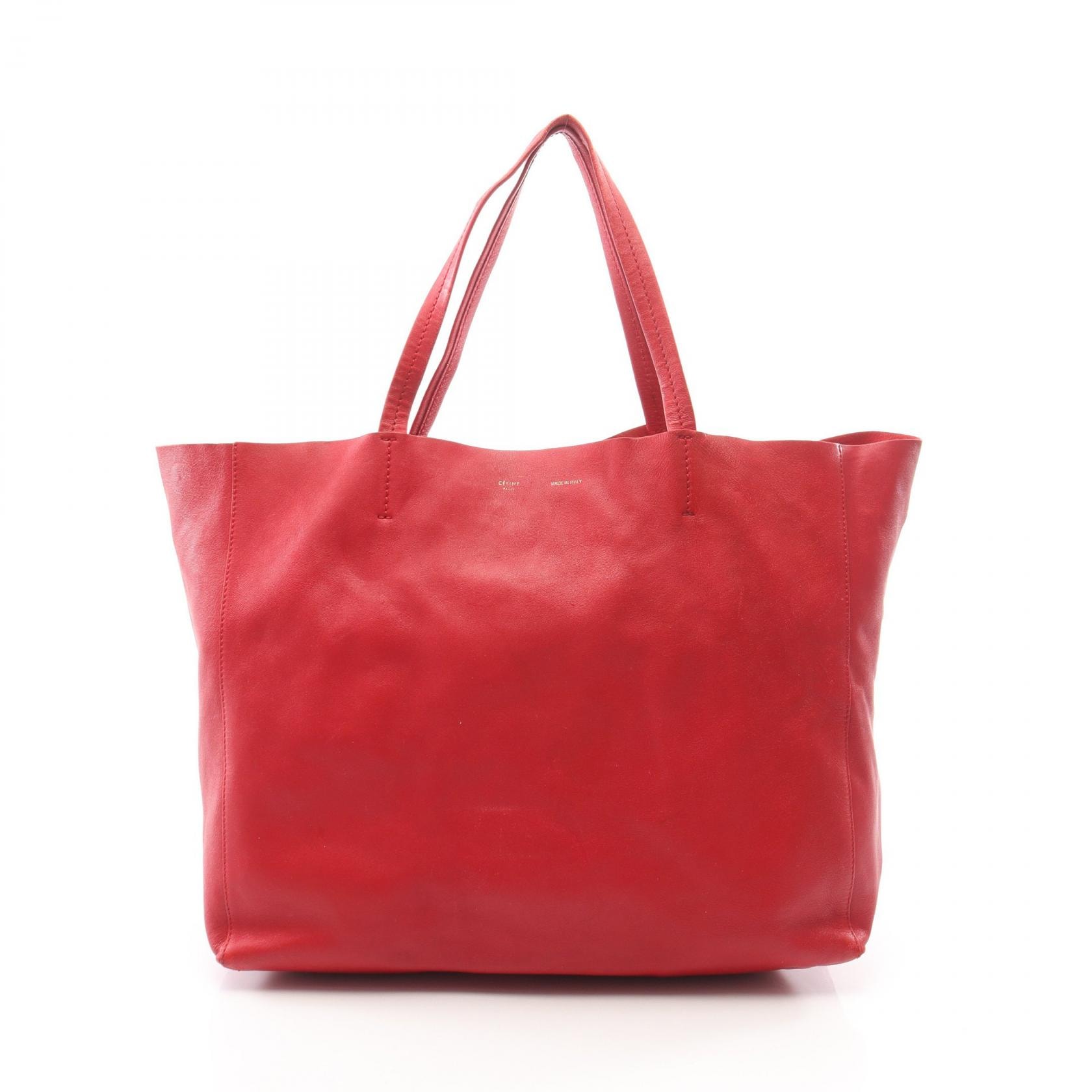 セリーヌ CELINE ホリゾンタルカバ トートバッグ バッグ レザー レディース レッド系 166113 【中古】
