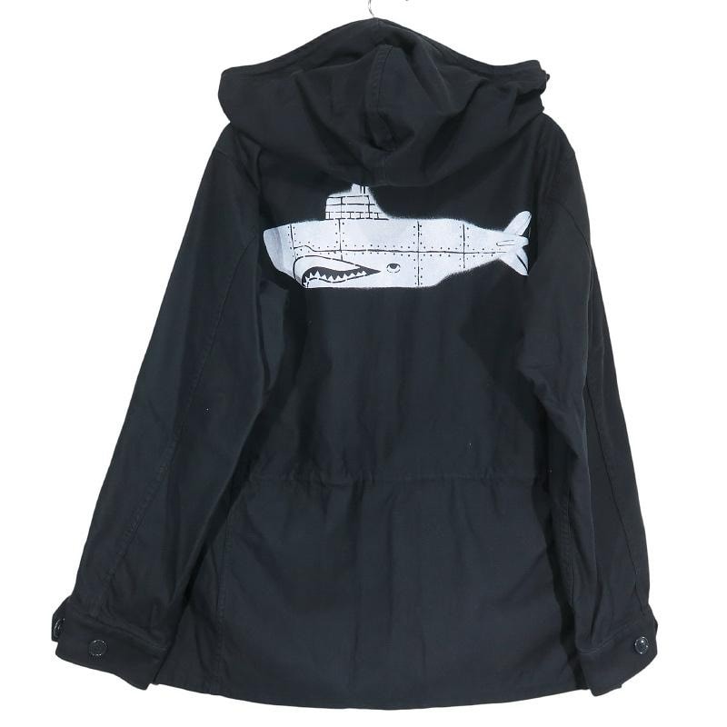 DESCENDANT ディセンダント 17AW 1943/SATIN JACKET 172WVDS-JKM01 M43 コットン サテン フィールド ジャケット ブラック フーデッド アウター サイズ2