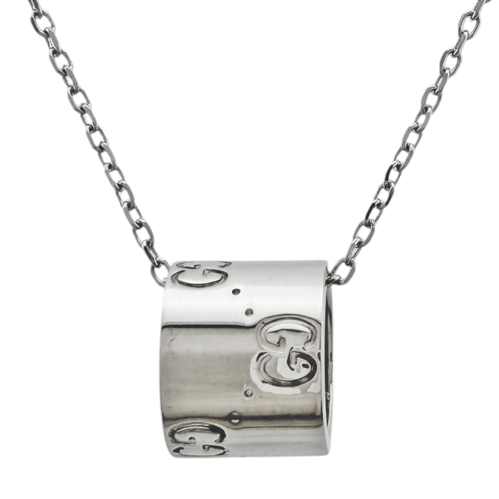 グッチ アイコン ネックレス 18金 K18ホワイトゴールド レディース GUCCI 中古