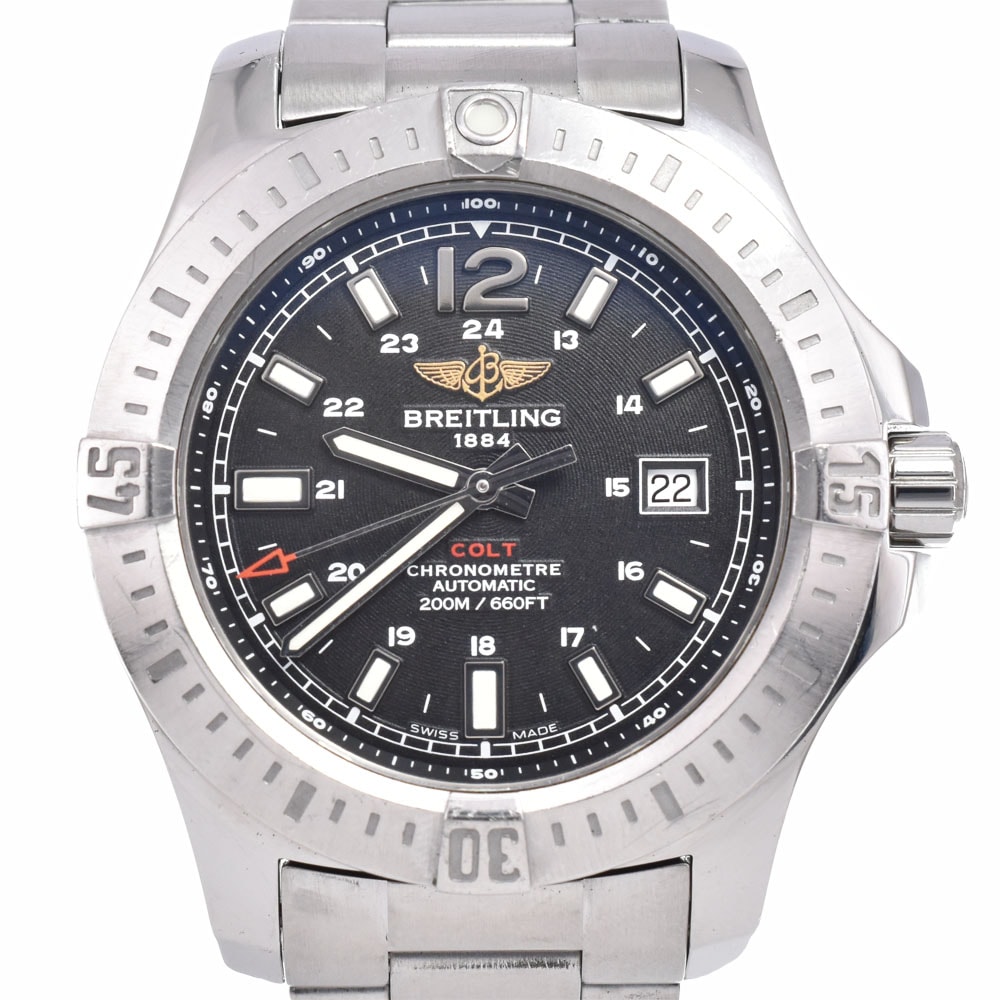 ブライトリング BREITLING A17388 コルト クロノメーター デイト ブラック 自動巻き メンズ 良品 腕時計 B#149346